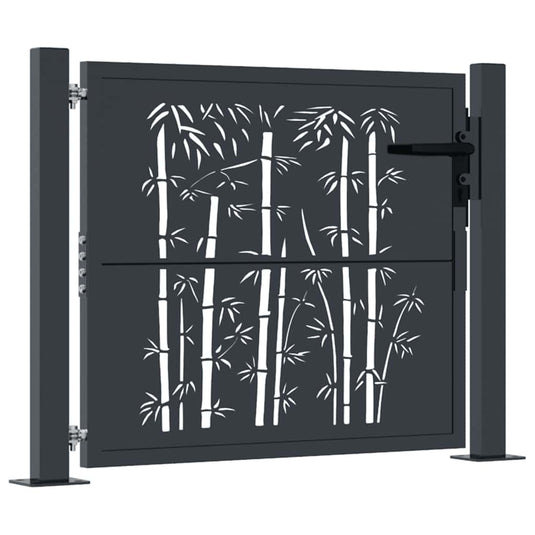Vidaxl poort met bamboe-ontwerp 100x75 cm staal antracietkleurig