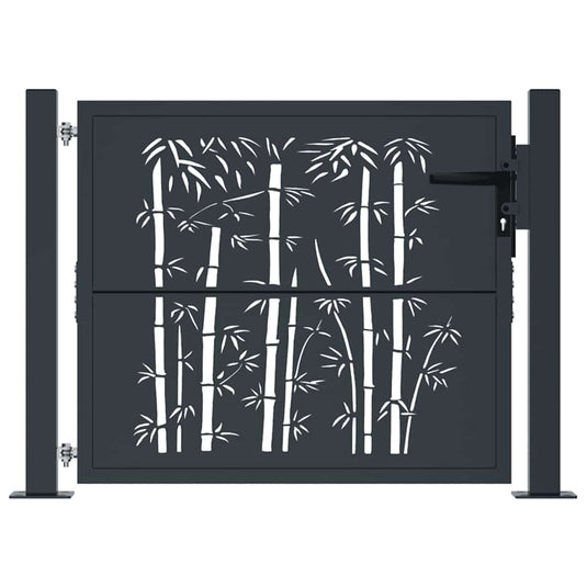 Vidaxl poort met bamboe-ontwerp 100x75 cm staal antracietkleurig