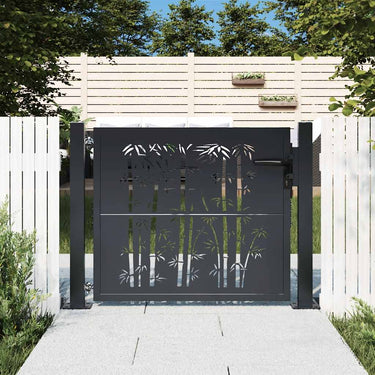 Vidaxl poort met bamboe-ontwerp 100x75 cm staal antracietkleurig