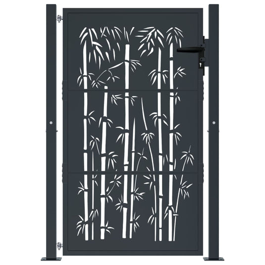 Vidaxl poort met bamboe-ontwerp 100x125 cm staal antracietkleurig