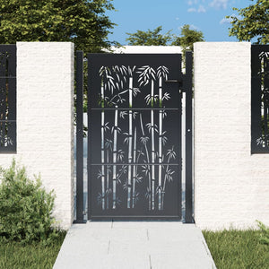 Vidaxl poort met bamboe-ontwerp 100x125 cm staal antracietkleurig