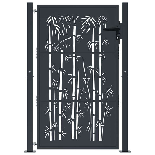 Vidaxl poort met bamboe-ontwerp 100x150 cm staal antracietkleurig