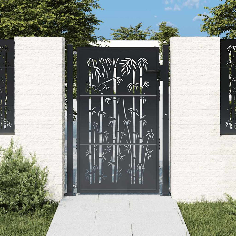 Load image into Gallery viewer, Vidaxl poort met bamboe-ontwerp 100x150 cm staal antracietkleurig

