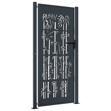 Vidaxl poort met bamboe-ontwerp 100x175 cm staal antracietkleurig