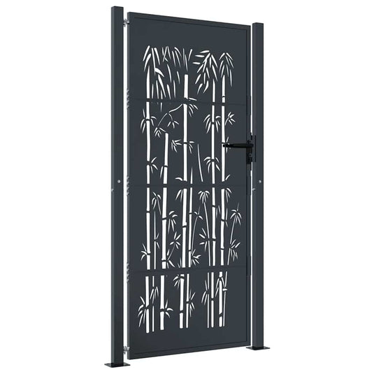Vidaxl poort met bamboe-ontwerp 100x175 cm staal antracietkleurig