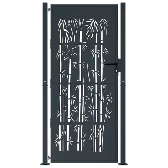 Vidaxl poort met bamboe-ontwerp 100x175 cm staal antracietkleurig