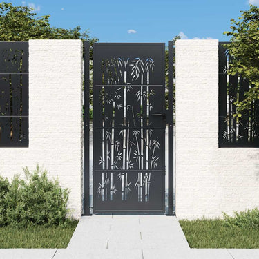 Vidaxl poort met bamboe-ontwerp 100x175 cm staal antracietkleurig