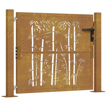 Vidaxl poort met bamboe-ontwerp 100x75 cm cortenstaal