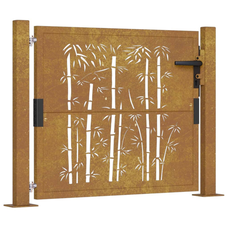 Load image into Gallery viewer, Vidaxl poort met bamboe-ontwerp 105x105 cm cortenstaal
