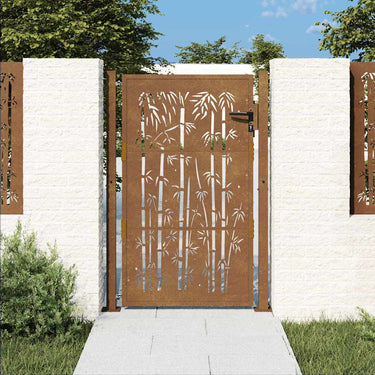 Vidaxl poort met bamboe-ontwerp 100x150 cm cortenstaal