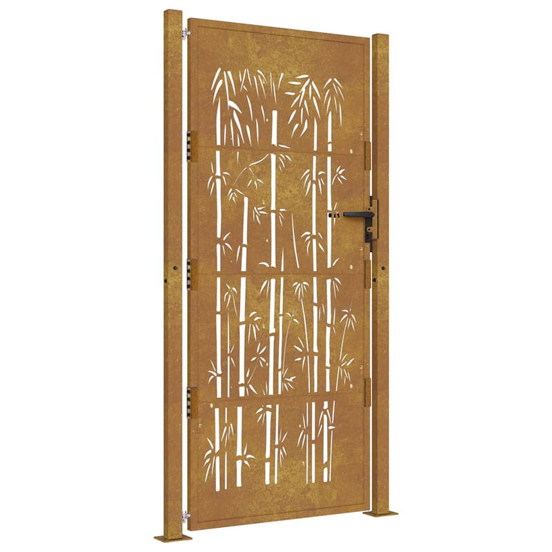 Load image into Gallery viewer, Vidaxl poort met bamboe-ontwerp 100x200 cm cortenstaal
