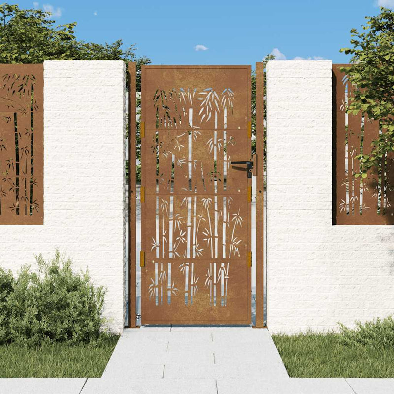 Load image into Gallery viewer, Vidaxl poort met bamboe-ontwerp 100x200 cm cortenstaal
