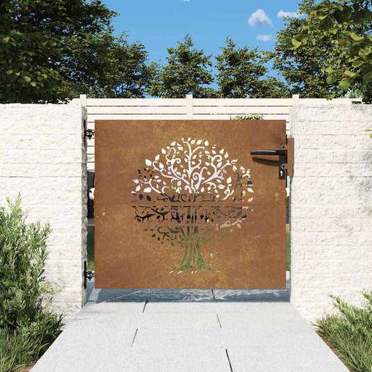 Vidaxl poort 85x75 cm boomontwerp cortenstaal