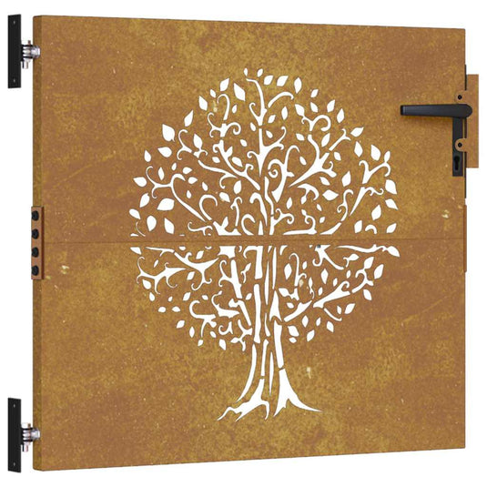 Vidaxl poort 85x100 cm boomontwerp cortenstaal