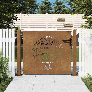 Vidaxl poort 100x75 cm boomontwerp cortenstaal