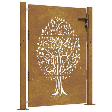 Vidaxl poort 100x150 cm boomontwerp cortenstaal