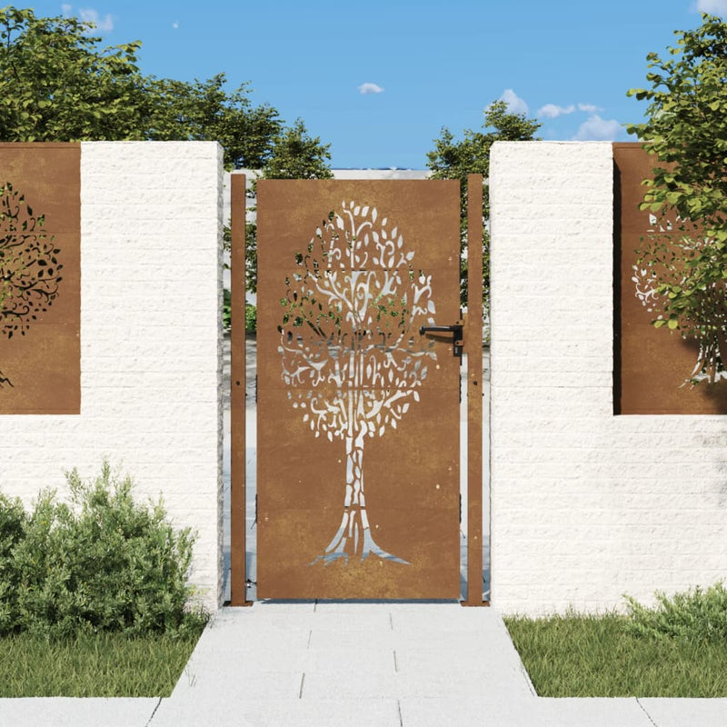Load image into Gallery viewer, Vidaxl poort 105x180 cm boomontwerp cortenstaal
