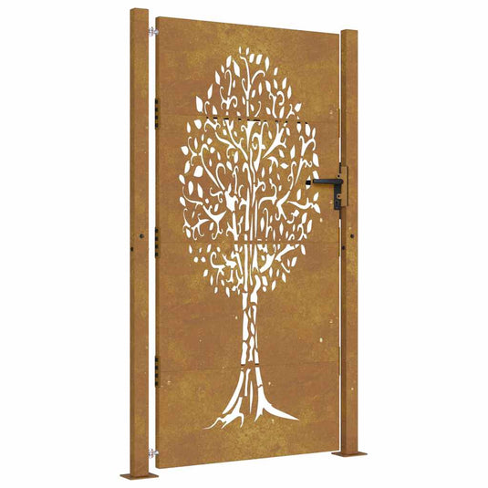 Vidaxl poort 100x200 cm cortenstaal boom ontwerp