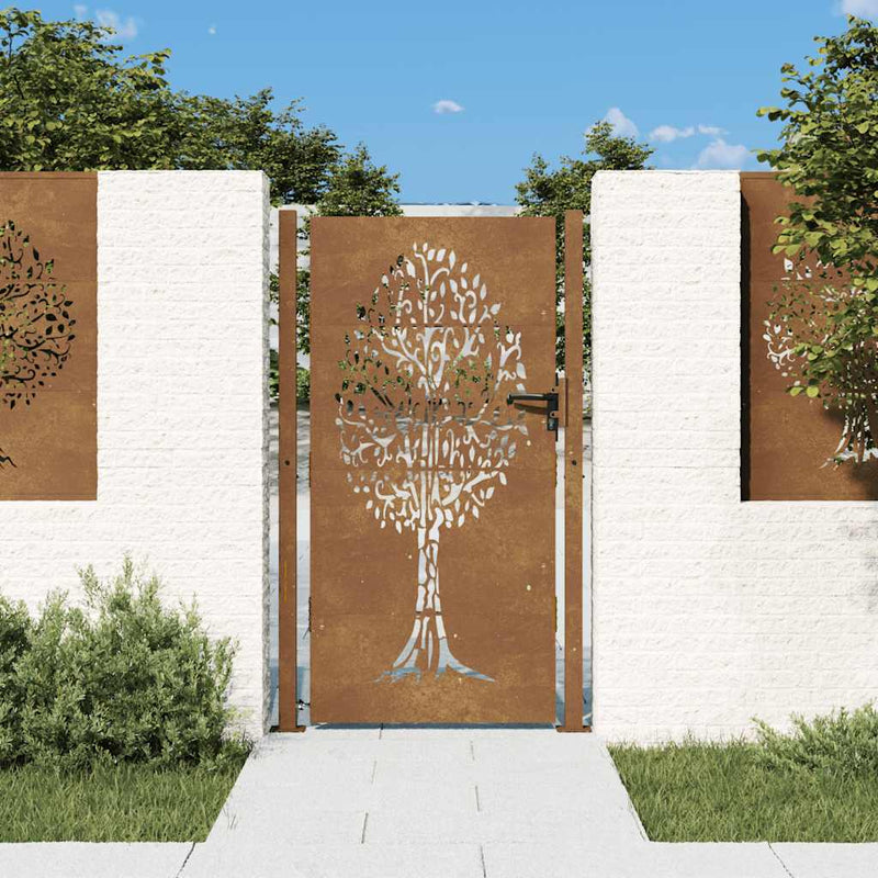 Load image into Gallery viewer, Vidaxl poort 100x200 cm cortenstaal boom ontwerp
