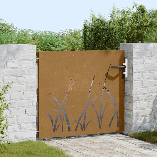 Vidaxl poort 85x100 cm grasontwerp cortenstaal