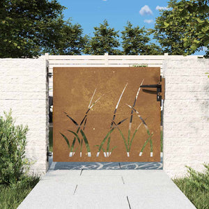 Vidaxl poort 85x100 cm grasontwerp cortenstaal