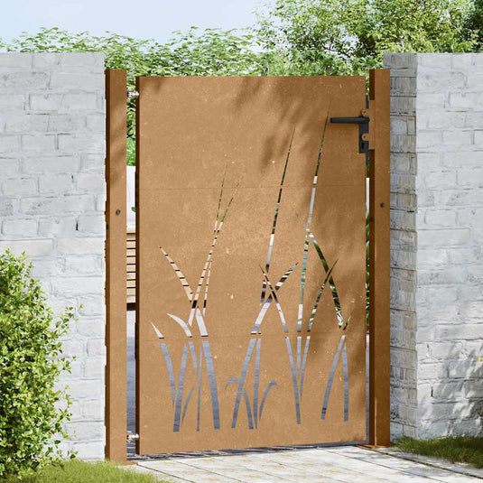 Vidaxl poort 100x125 cm grasontwerp cortenstaal