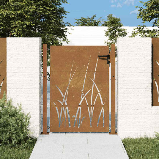 Vidaxl poort 100x125 cm grasontwerp cortenstaal