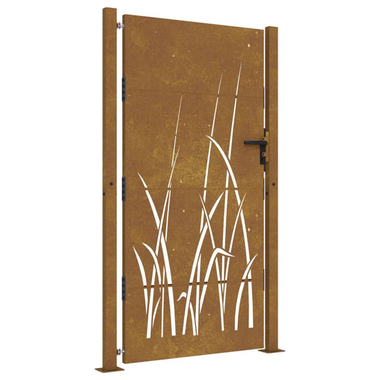 Vidaxl poort 105x180 cm grasontwerp cortenstaal