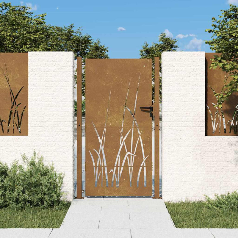 Afbeelding laden in galerijviewer, Vidaxl poort 100x175 cm grasontwerp cortenstaal
