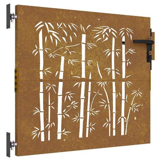 Vidaxl poort 85x75 cm bamboe-ontwerp cortenstaal