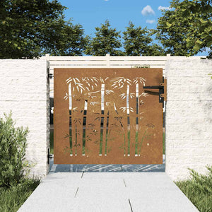 Vidaxl poort 85x75 cm bamboe-ontwerp cortenstaal