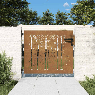 Vidaxl poort 85x75 cm bamboe-ontwerp cortenstaal