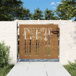 Vidaxl poort 85x100 cm bamboe-ontwerp cortenstaal