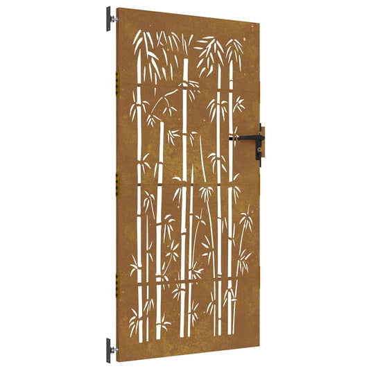 Vidaxl poort 85x175 cm bamboe-ontwerp cortenstaal