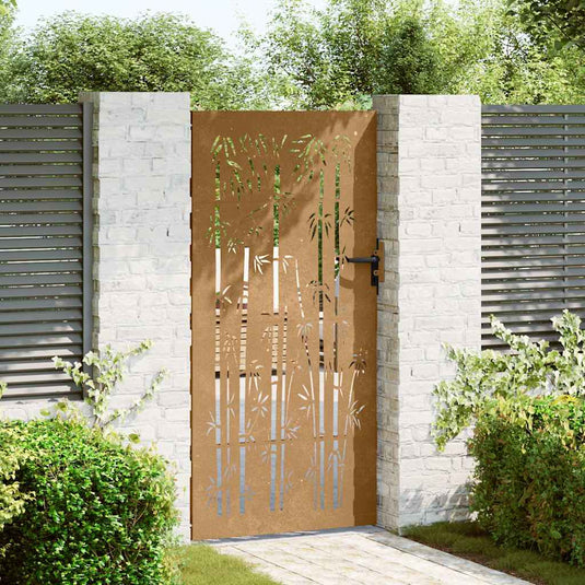 Vidaxl poort 85x175 cm bamboe-ontwerp cortenstaal