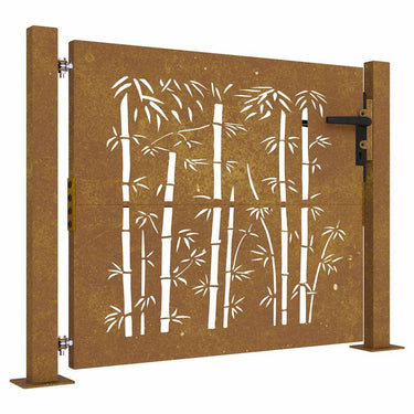 Vidaxl poort 100x100 cm bamboe-ontwerp cortenstaal
