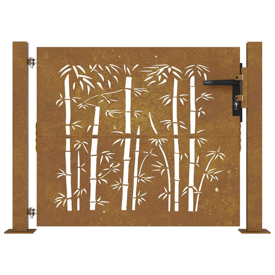 Vidaxl poort 100x100 cm bamboe-ontwerp cortenstaal