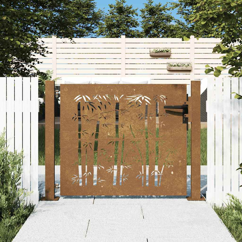 Load image into Gallery viewer, Vidaxl poort 100x100 cm bamboe-ontwerp cortenstaal
