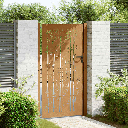 Vidaxl poort 100x200 cm bamboe-ontwerp cortenstaal