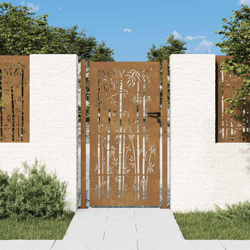 Load image into Gallery viewer, Vidaxl poort 100x200 cm bamboe-ontwerp cortenstaal
