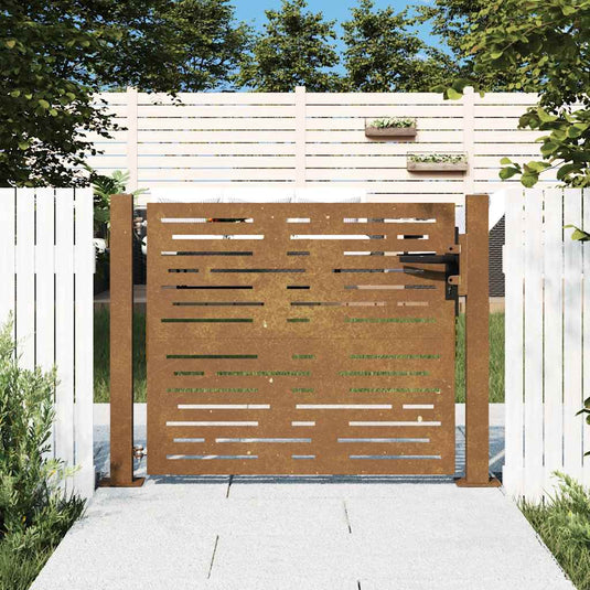 Vidaxl poort 100x100 cm vierkant cortenstaal