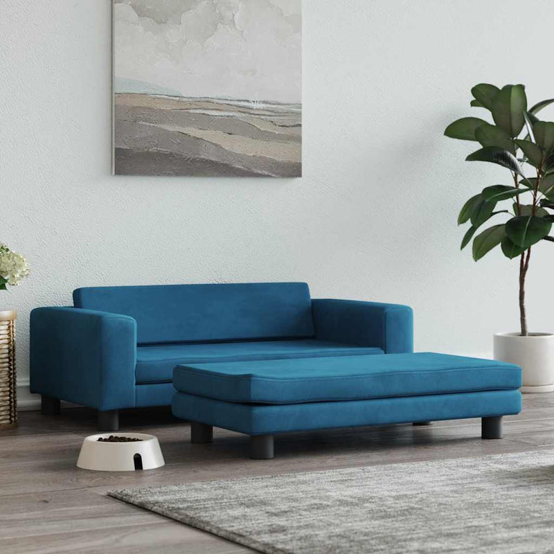 Load image into Gallery viewer, Vidaxl hondenmand met verlengstuk 100x50x30 cm fluweel blauw
