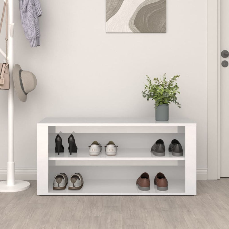 Load image into Gallery viewer, Vidaxl schoenenrek 100x35x45 cm bewerkt hout hoogglans wit
