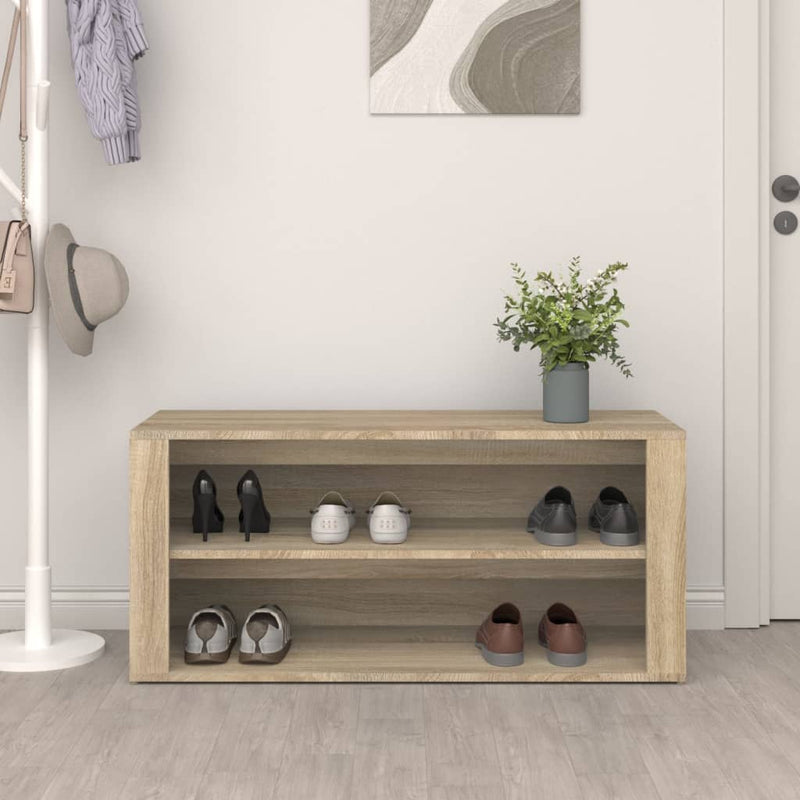 Load image into Gallery viewer, Vidaxl schoenenrek 100x35x45 cm bewerkt hout sonoma eikenkleurig
