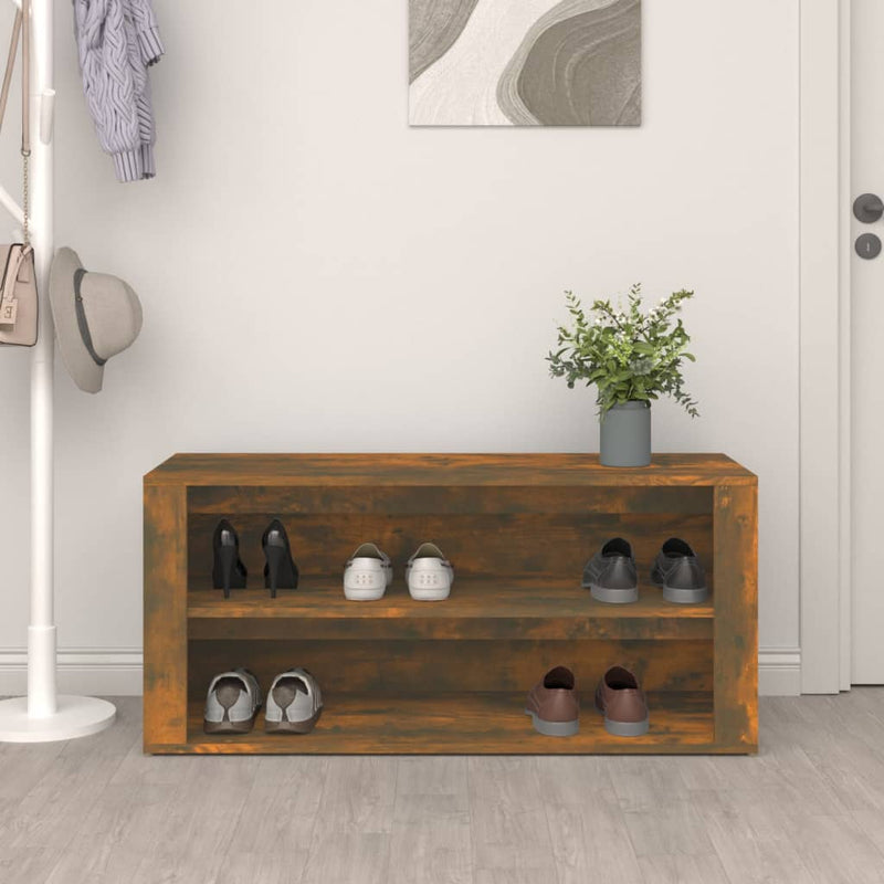 Load image into Gallery viewer, Vidaxl schoenenrek 100x35x45 cm bewerkt hout gerookt eikenkleurig

