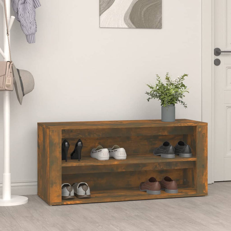 Load image into Gallery viewer, Vidaxl schoenenrek 100x35x45 cm bewerkt hout gerookt eikenkleurig
