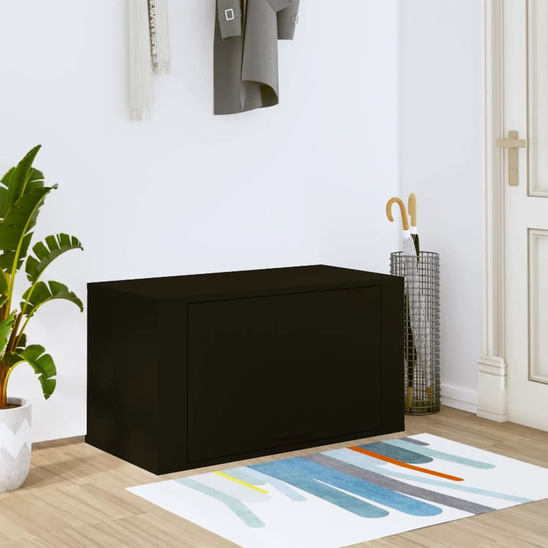 Load image into Gallery viewer, Vidaxl wandschoenenkast 70x35x38 cm bewerkt hout zwart
