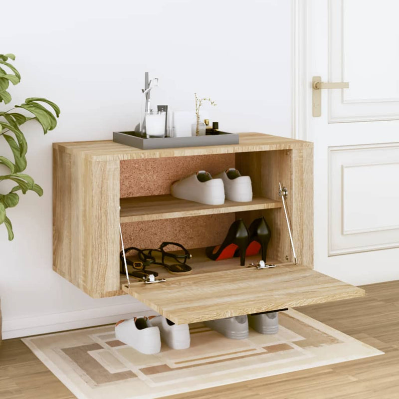 Load image into Gallery viewer, Vidaxl wandschoenenkast 70x35x38 cm bewerkt hout sonoma eiken
