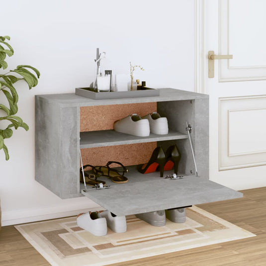 Vidaxl wandschoenenkast 70x35x38 cm bewerkt hout betongrijs