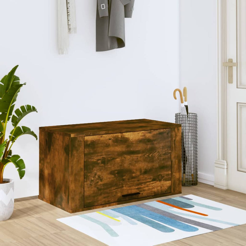 Load image into Gallery viewer, Vidaxl wandschoenenkast 70x35x38 cm massief grenenhout gerookt eiken
